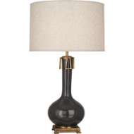 Picture of ASH ATHENA TABLE LAMP IN ASH GLAZED CERAMIC WITH AGED BRASS ACCENTS CR992