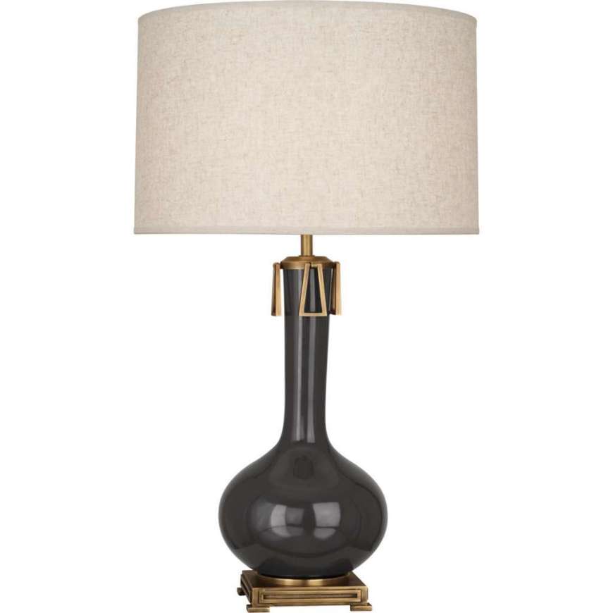 Picture of ASH ATHENA TABLE LAMP IN ASH GLAZED CERAMIC WITH AGED BRASS ACCENTS CR992