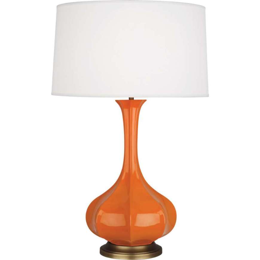 Picture of PUMPKIN PIKE TABLE LAMP IN PUMPKIN GLAZED CERAMIC WITH AGED BRASS ACCENTS PM994