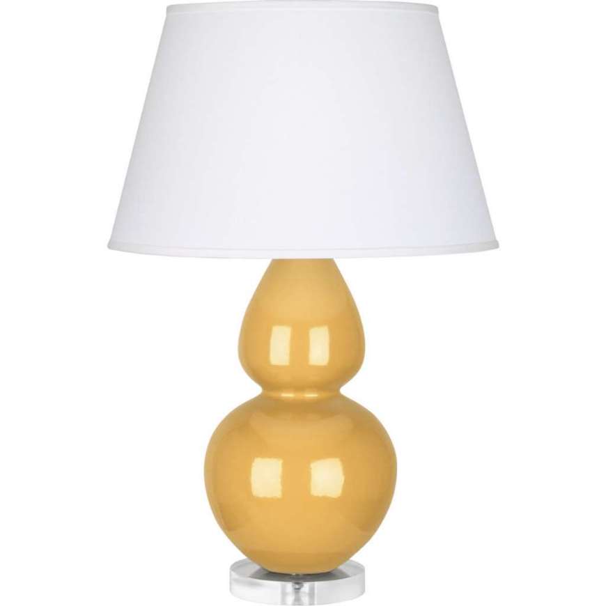 Picture of SUNSET DOUBLE GOURD TABLE LAMP IN SUNSET YELLOW GLAZED CERAMIC WITH LUCITE BASE SU23X