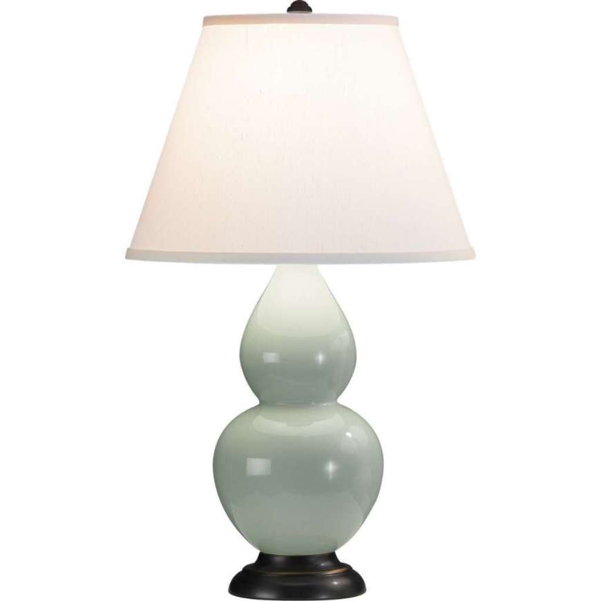 Picture of CELADON SMALL DOUBLE GOURD ACCENT LAMP IN CELADON GLAZED CERAMIC WITH DEEP PATINA BRONZE FINISHED ACCENTS 1787X