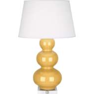 Picture of SUNSET TRIPLE GOURD TABLE LAMP IN SUNSET YELLOW GLAZED CERAMIC WITH LUCITE BASE SU43X