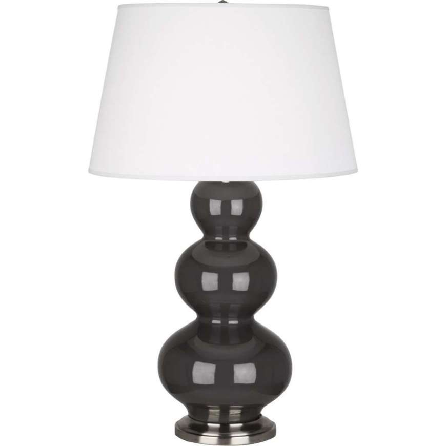 Picture of ASH TRIPLE GOURD TABLE LAMP IN ASH GLAZED CERAMIC WITH ANTIQUE SILVER FINISHED ACCENTS CR42X