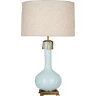 Picture of BABY BLUE ATHENA TABLE LAMP IN BABY BLUE GLAZED CERAMIC WITH AGED BRASS ACCENTS BB992