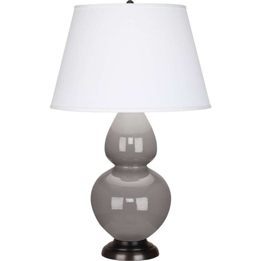 Picture of SMOKEY TAUPE DOUBLE GOURD TABLE LAMP IN SMOKY TAUPE GLAZED CERAMIC WITH DEEP PATINA BRONZE FINISHED ACCENTS 1749X