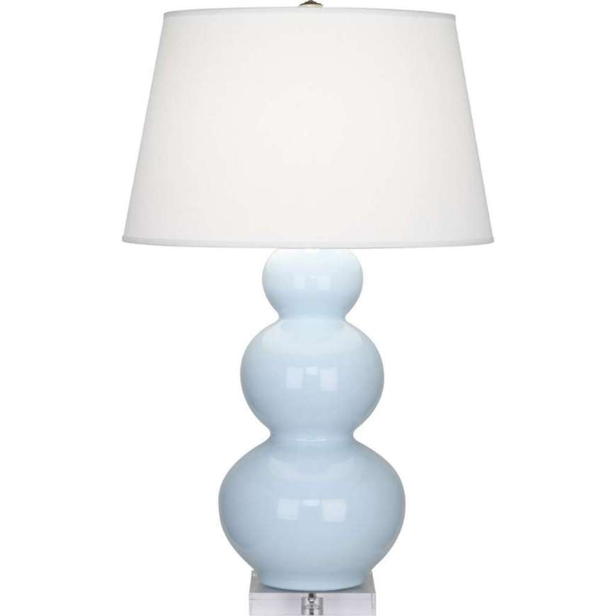 Picture of BABY BLUE TRIPLE GOURD TABLE LAMP IN BABY BLUE GLAZED CERAMIC WITH LUCITE BASE A361X