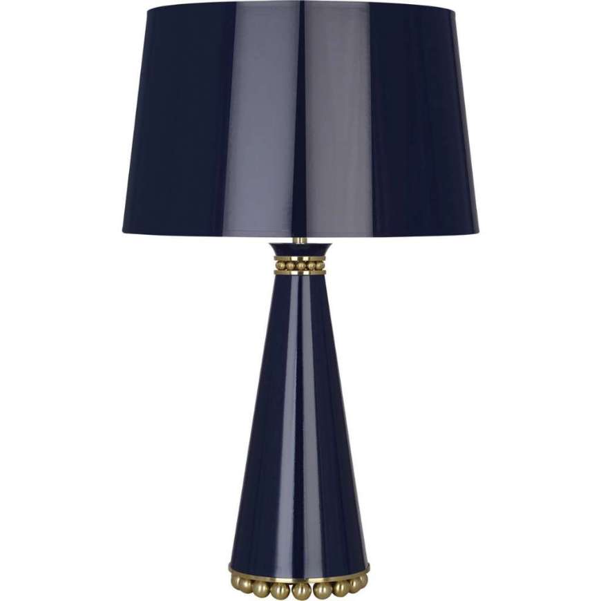 Picture of PEARL TABLE LAMP IN MIDNIGHT BLUE LACQUERED PAINT WITH MODERN BRASS ACCENTS MB44