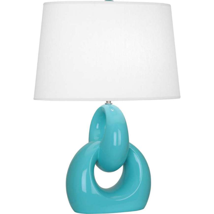 Picture of EGG BLUE FUSION TABLE LAMP IN EGG BLUE GLAZED CERAMIC WITH POLISHED NICKEL ACCENTS EB981