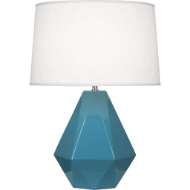 Picture of STEEL BLUE DELTA TABLE LAMP IN STEEL BLUE GLAZED CERAMIC OB930