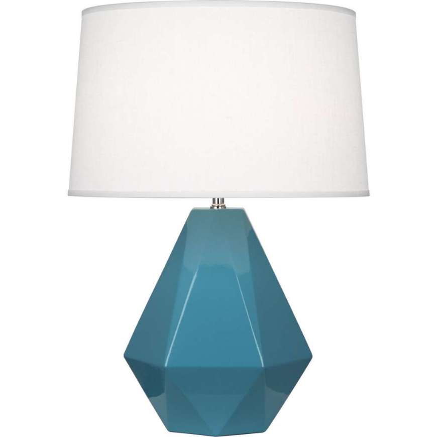 Picture of STEEL BLUE DELTA TABLE LAMP IN STEEL BLUE GLAZED CERAMIC OB930