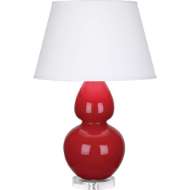 Picture of RUBY RED DOUBLE GOURD TABLE LAMP IN RUBY RED GLAZED CERAMIC WITH LUCITE BASE RR23X