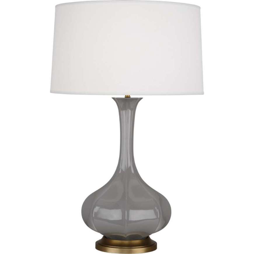 Picture of SMOKEY TAUPE PIKE TABLE LAMP IN SMOKY TAUPE GLAZED CERAMIC WITH AGED BRASS ACCENTS ST994