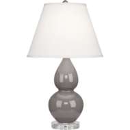 Picture of SMOKEY TAUPE SMALL DOUBLE GOURD ACCENT LAMP IN SMOKY TAUPE GLAZED CERAMIC WITH LUCITE BASE A770X