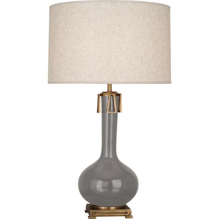 Picture of SMOKEY TAUPE ATHENA TABLE LAMP IN SMOKY TAUPE GLAZED CERAMIC WITH AGED BRASS ACCENTS ST992