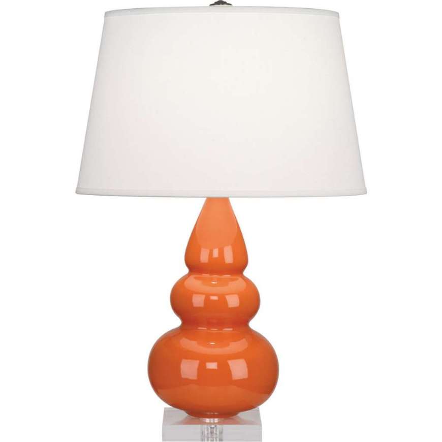 Picture of PUMPKIN SMALL TRIPLE GOURD ACCENT LAMP IN PUMPKIN GLAZED CERAMIC WITH LUCITE BASE A282X