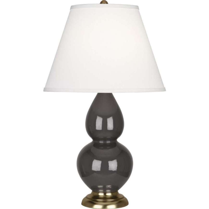 Picture of ASH SMALL DOUBLE GOURD ACCENT LAMP IN ASH GLAZED CERAMIC WITH ANTIQUE BRASS FINISHED ACCENTS CR10X