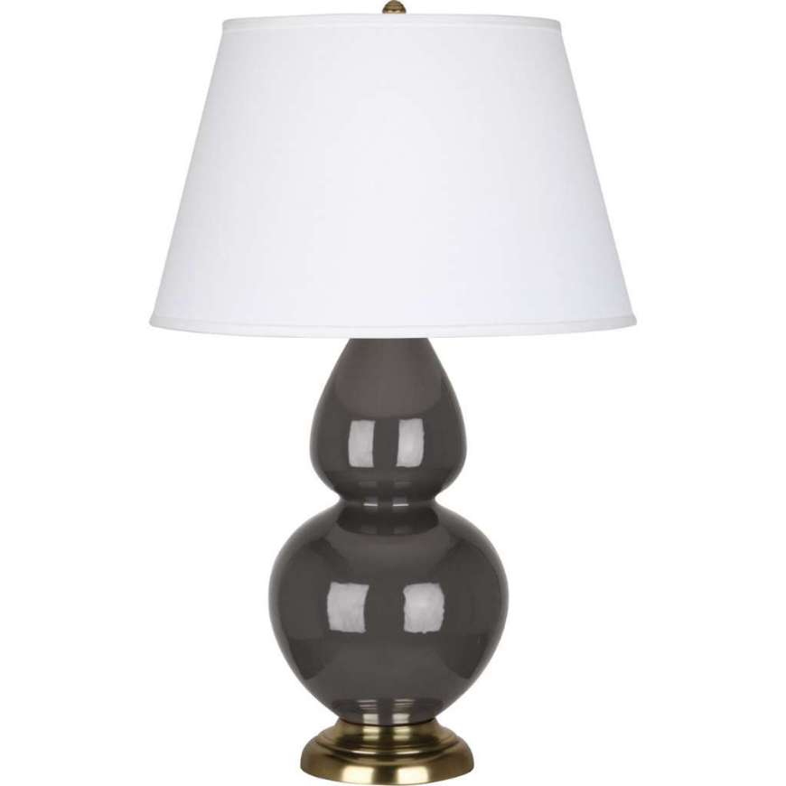 Picture of ASH DOUBLE GOURD TABLE LAMP IN ASH GLAZED CERAMIC WITH ANTIQUE BRASS FINISHED ACCENTS CR20X