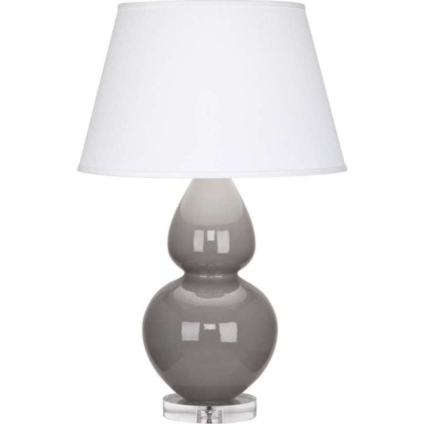 Picture of SMOKEY TAUPE DOUBLE GOURD TABLE LAMP IN SMOKY TAUPE GLAZED CERAMIC WITH LUCITE BASE A750X