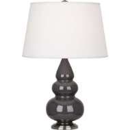 Picture of ASH SMALL TRIPLE GOURD ACCENT LAMP IN ASH GLAZED CERAMIC WITH ANTIQUE SILVER FINISHED ACCENTS CR32X