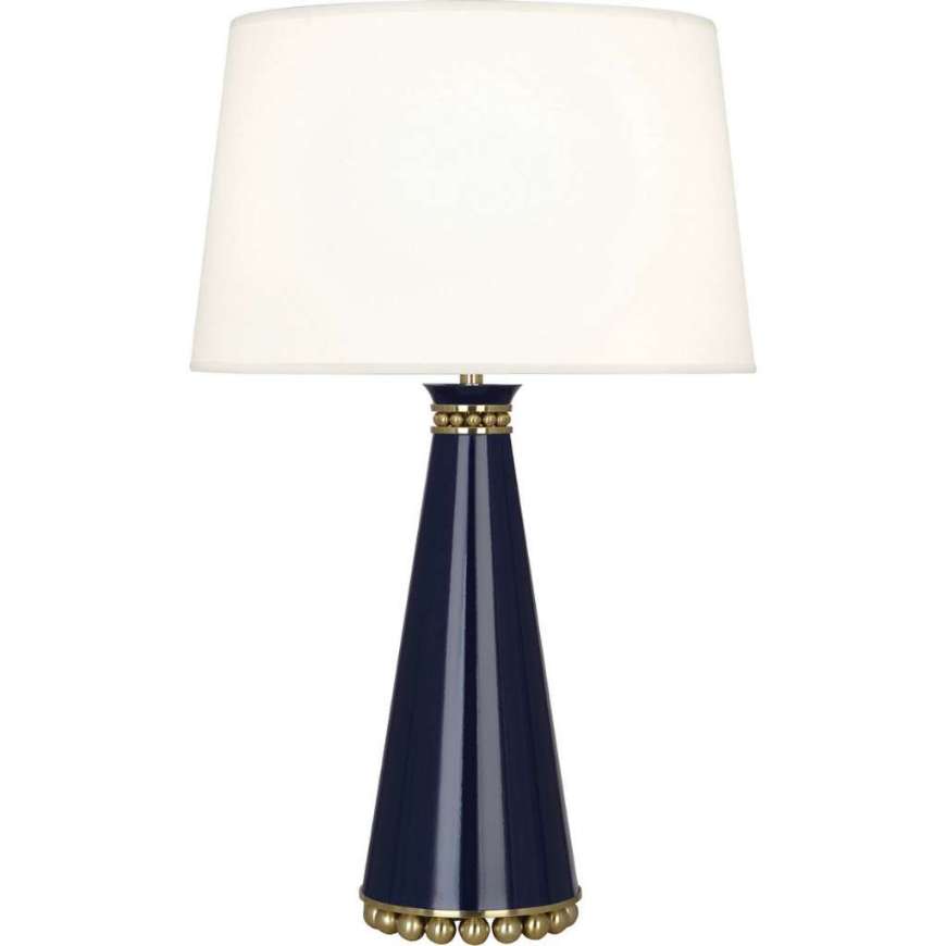 Picture of PEARL TABLE LAMP IN MIDNIGHT BLUE LACQUERED PAINT WITH MODERN BRASS ACCENTS MB44X