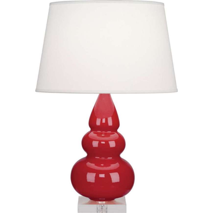 Picture of RUBY RED SMALL TRIPLE GOURD ACCENT LAMP IN RUBY RED GLAZED CERAMIC WITH LUCITE BASE RR33X