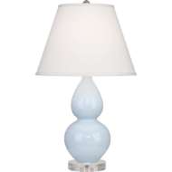 Picture of BABY BLUE SMALL DOUBLE GOURD ACCENT LAMP IN BABY BLUE GLAZED CERAMIC WITH LUCITE BASE A696X