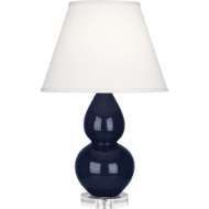 Picture of MIDNIGHT SMALL DOUBLE GOURD ACCENT LAMP IN MIDNIGHT BLUE GLAZED CERAMIC WITH LUCITE BASE MB13X