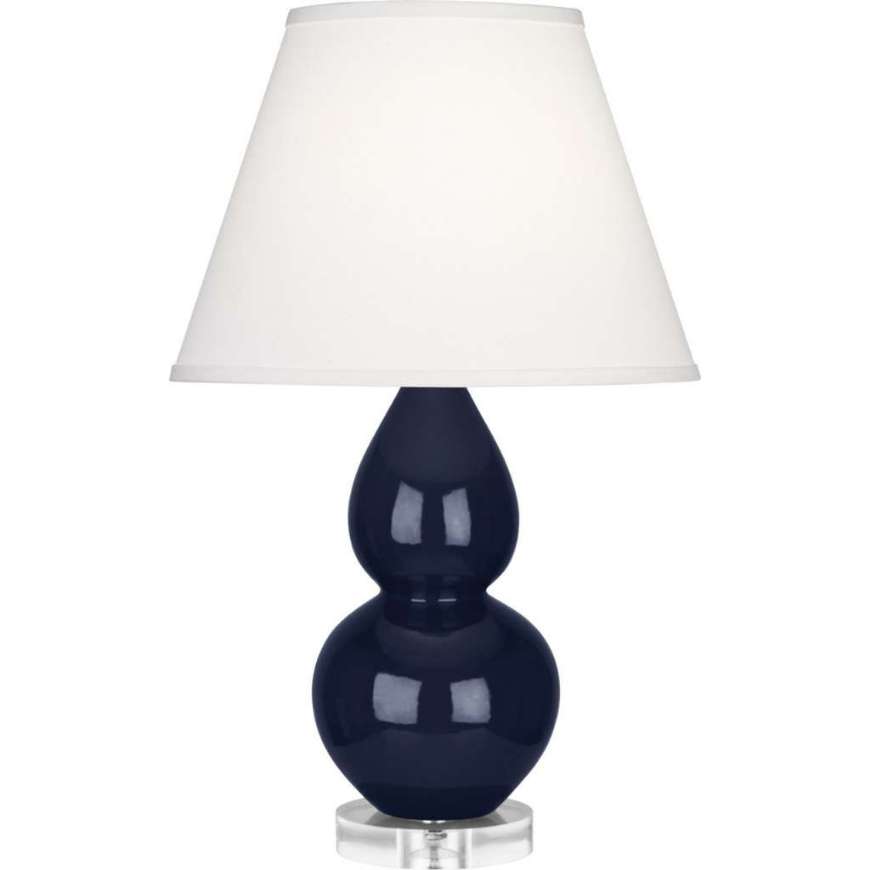 Picture of MIDNIGHT SMALL DOUBLE GOURD ACCENT LAMP IN MIDNIGHT BLUE GLAZED CERAMIC WITH LUCITE BASE MB13X