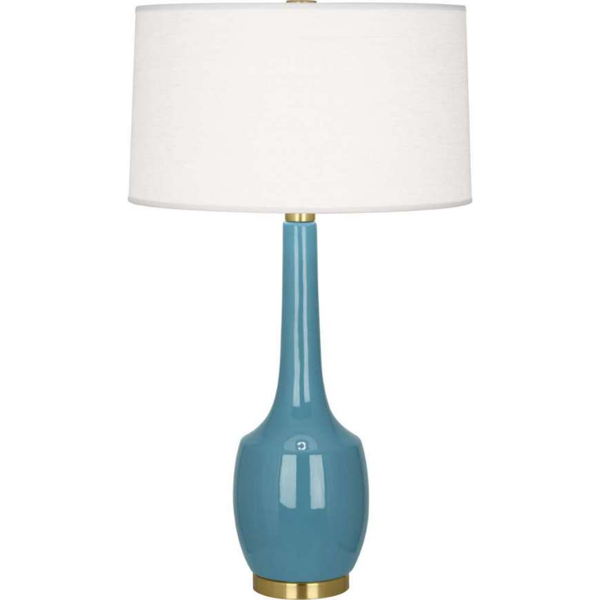 Picture of STEEL BLUE DELILAH TABLE LAMP IN STEEL BLUE GLAZED CERAMIC OB701