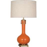 Picture of PUMPKIN ATHENA TABLE LAMP IN PUMPKIN GLAZED CERAMIC WITH AGED BRASS ACCENTS PM992