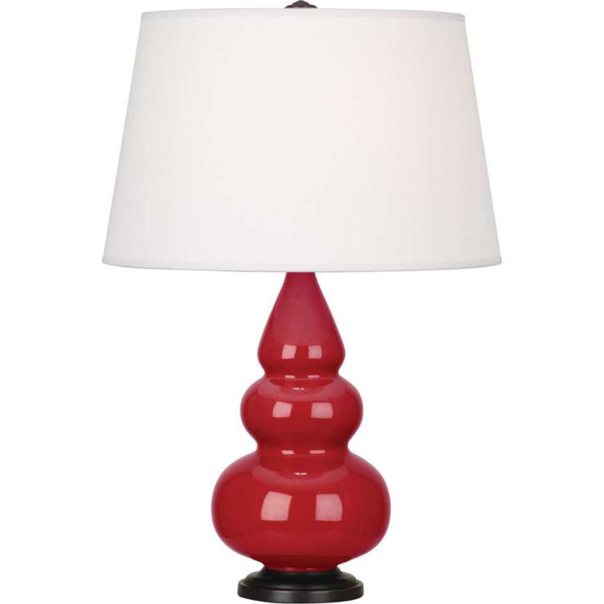 Picture of RUBY RED SMALL TRIPLE GOURD ACCENT LAMP IN RUBY RED GLAZED CERAMIC WITH DEEP PATINA BRONZE FINISHED ACCENTS RR31X