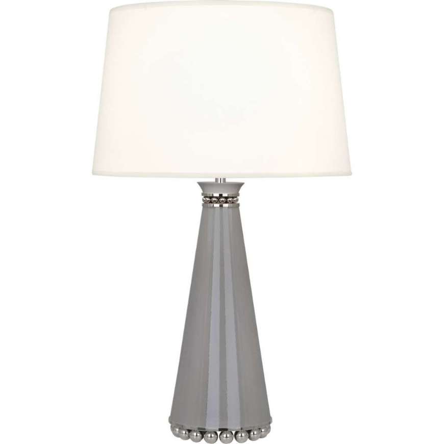 Picture of PEARL TABLE LAMP IN SMOKY TAUPE LACQUERED PAINT AND POLISHED NICKEL ACCENTS ST45X