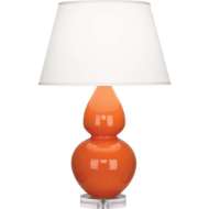 Picture of PUMPKIN DOUBLE GOURD TABLE LAMP IN PUMPKIN GLAZED CERAMIC WITH LUCITE BASE A675X