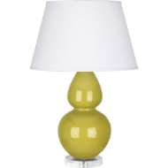 Picture of CITRON DOUBLE GOURD TABLE LAMP IN CITRON GLAZED CERAMIC WITH LUCITE BASE CI23X