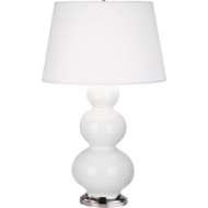 Picture of LILY TRIPLE GOURD TABLE LAMP IN LILY GLAZED CERAMIC WITH ANTIQUE SILVER FINISHED ACCENTS 351X