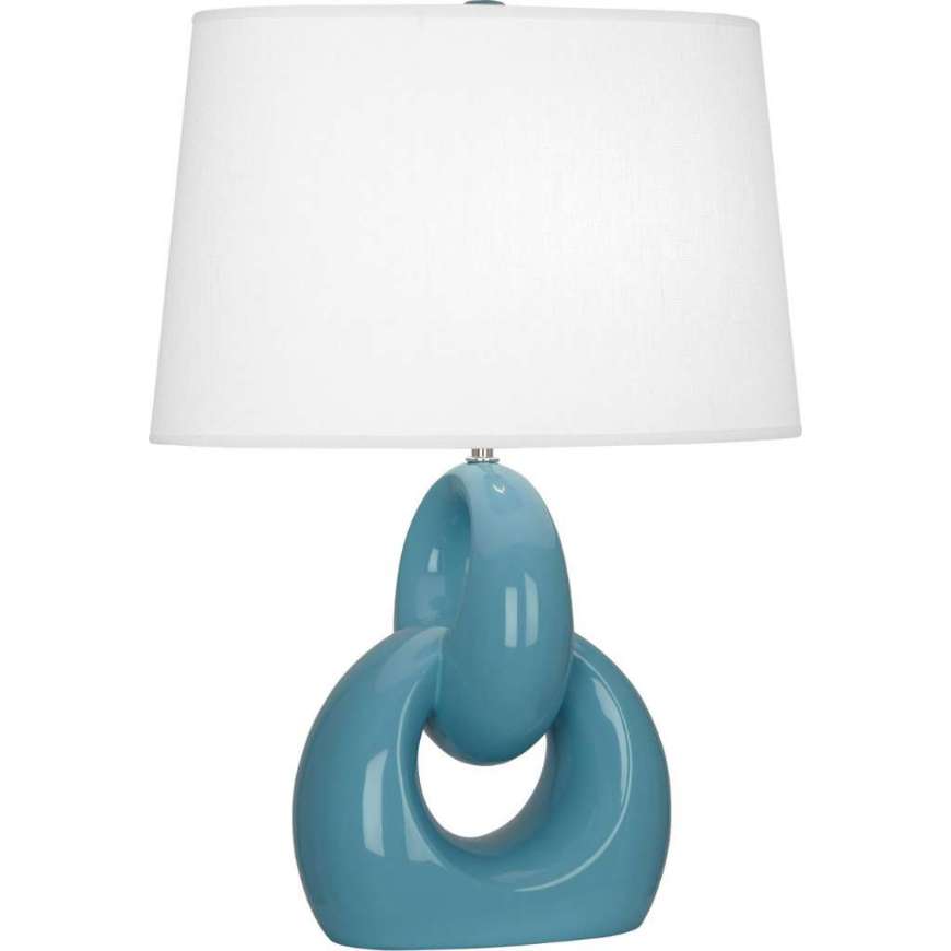 Picture of STEEL BLUE FUSION TABLE LAMP IN STEEL BLUE GLAZED CERAMIC WITH POLISHED NICKEL ACCENTS OB981