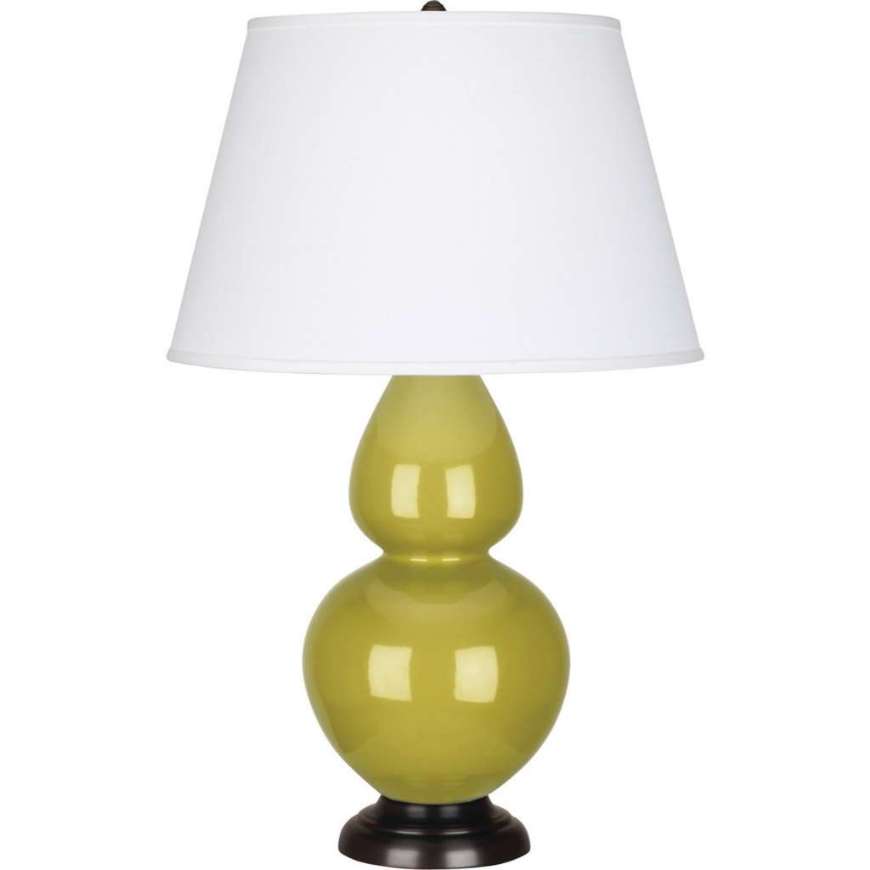 Picture of CITRON DOUBLE GOURD TABLE LAMP IN CITRON GLAZED CERAMIC WITH DEEP PATINA BRONZE FINISHED ACCENTS CI21X