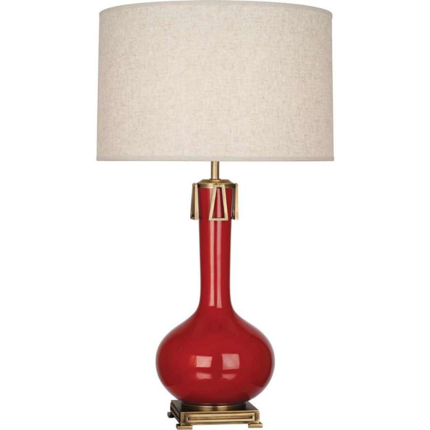 Picture of RUBY RED ATHENA TABLE LAMP IN RUBY RED GLAZED CERAMIC WITH AGED BRASS ACCENTS RR992