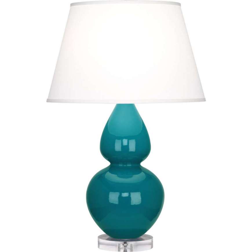 Picture of PEACOCK DOUBLE GOURD TABLE LAMP IN PEACOCK GLAZED CERAMIC WITH LUCITE BASE A753X