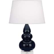 Picture of MIDNIGHT SMALL TRIPLE GOURD ACCENT LAMP IN MIDNIGHT BLUE GLAZED CERAMIC WITH LUCITE BASE MB33X