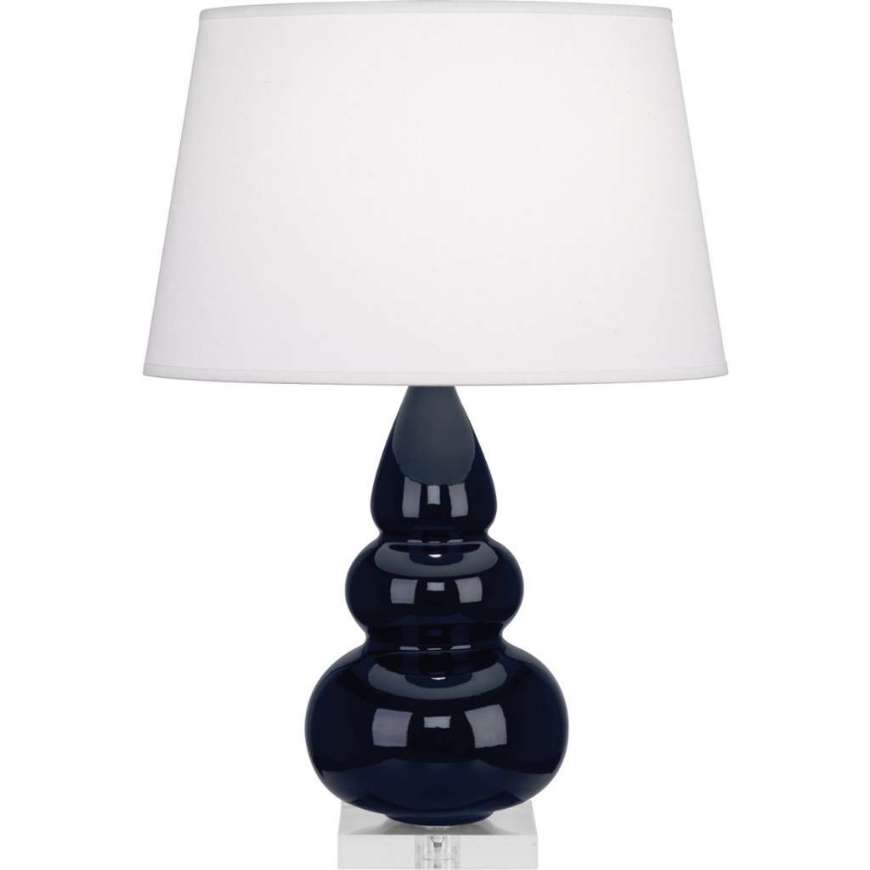 Picture of MIDNIGHT SMALL TRIPLE GOURD ACCENT LAMP IN MIDNIGHT BLUE GLAZED CERAMIC WITH LUCITE BASE MB33X