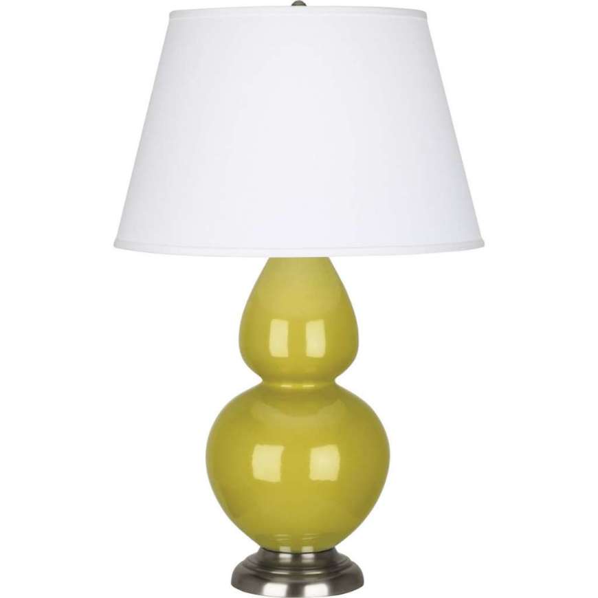 Picture of CITRON DOUBLE GOURD TABLE LAMP IN CITRON GLAZED CERAMIC WITH ANTIQUE SILVER FINISHED ACCENTS CI22X