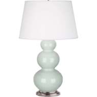 Picture of CELADON TRIPLE GOURD TABLE LAMP IN CELADON GLAZED CERAMIC WITH ANTIQUE SILVER FINISHED ACCENTS 371X