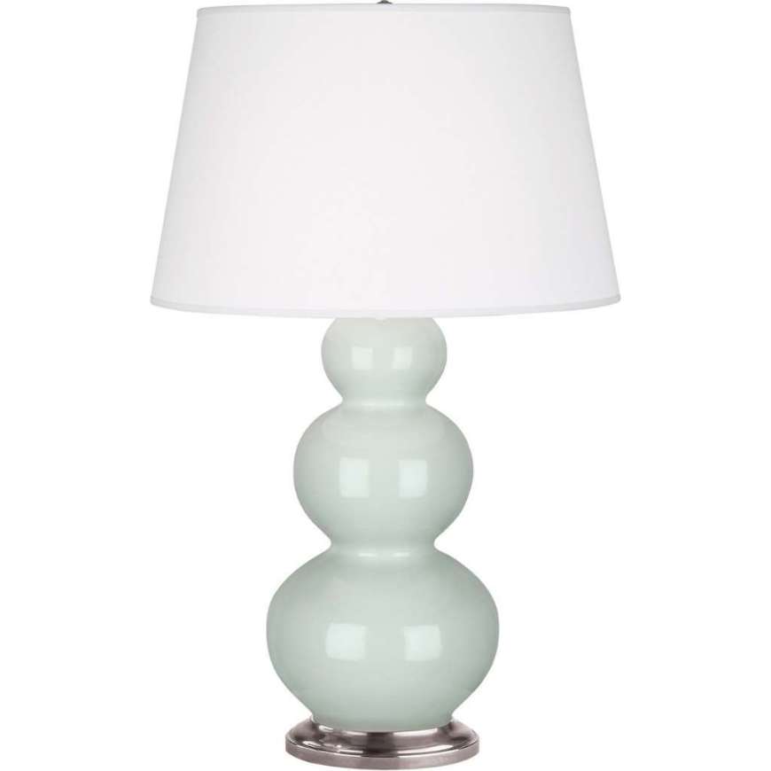 Picture of CELADON TRIPLE GOURD TABLE LAMP IN CELADON GLAZED CERAMIC WITH ANTIQUE SILVER FINISHED ACCENTS 371X