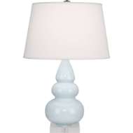 Picture of BABY BLUE SMALL TRIPLE GOURD ACCENT LAMP IN BABY BLUE GLAZED CERAMIC WITH LUCITE BASE A291X