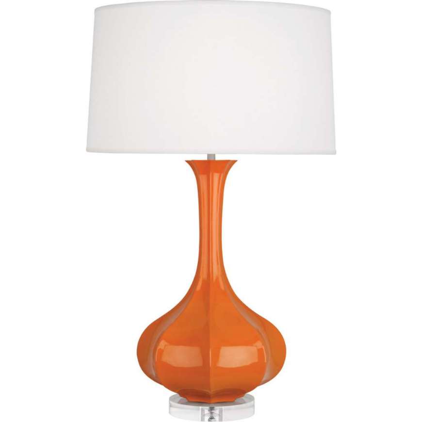 Picture of PUMPKIN PIKE TABLE LAMP IN PUMPKIN GLAZED CERAMIC WITH LUCITE BASE PM996