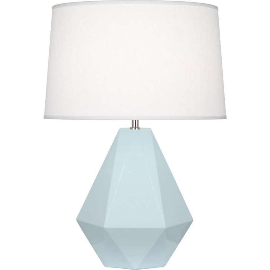 Picture of BABY BLUE DELTA TABLE LAMP IN BABY BLUE GLAZED CERAMIC WITH POLISHED NICKEL ACCENTS 936