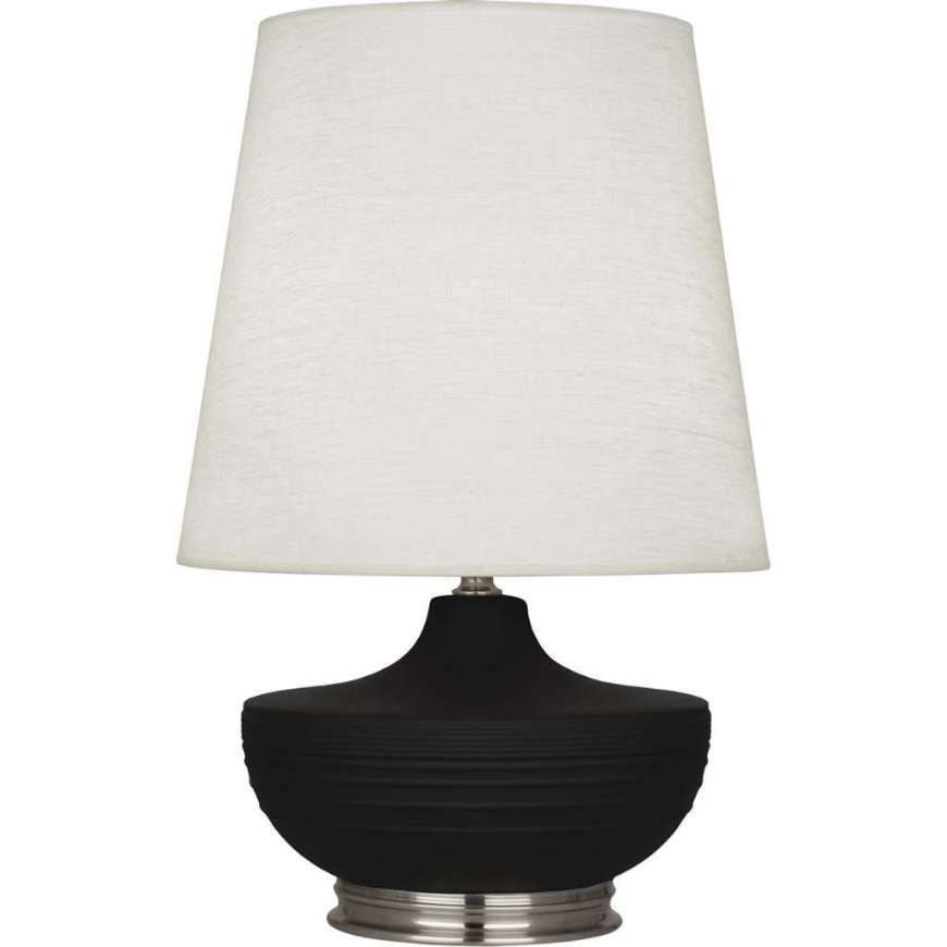 Picture of MATTE DARK COAL MICHAEL BERMAN NOLAN TABLE LAMP IN MATTE DARK COAL GLAZED CERAMIC WITH DARK ANTIQUE NICKEL ACCENTS MDC23