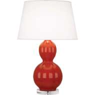 Picture of WILLIAMSBURG RANDOLPH TABLE LAMP IN RUSTY RED ORANGE GLAZED CERAMIC WITH LUCITE BASE DB997