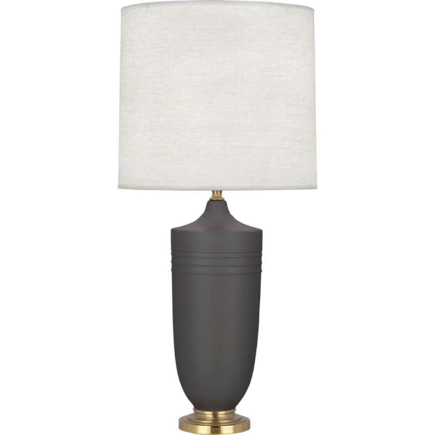 Picture of MATTE ASH MICHAEL BERMAN HADRIAN TABLE LAMP IN MATTE ASH GLAZED CERAMIC WITH MODERN BRASS ACCENTS MCR27